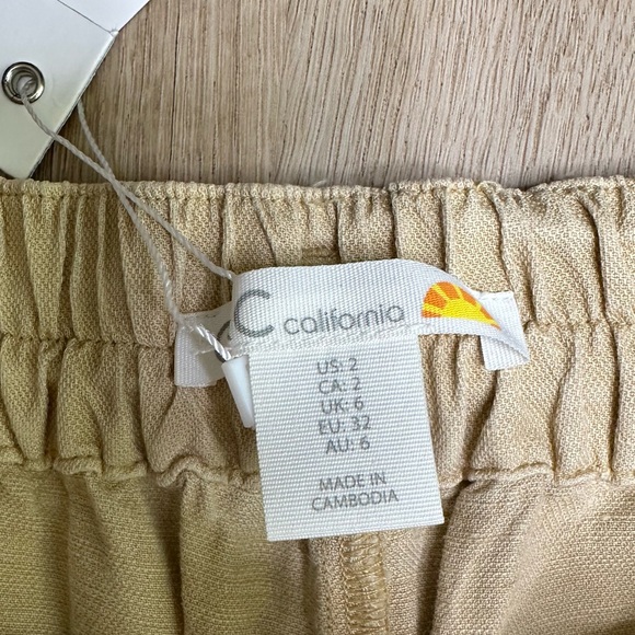 NWT C&C California Tan Linen Wide Leg Pants size 2 - Picture 3 of 9